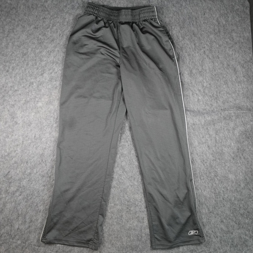 Reebok Pant Mens Medium Gray Mesh Athletic Track Training Activewear Side Stripe
